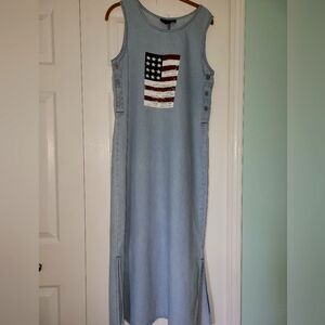 Denim & Co. Denim Jumper with American Flag Size small